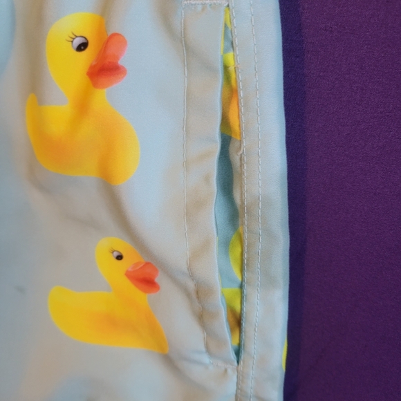 Neff Blue Swim Trunks with Yellow Duck Print - Picture 3 of 11